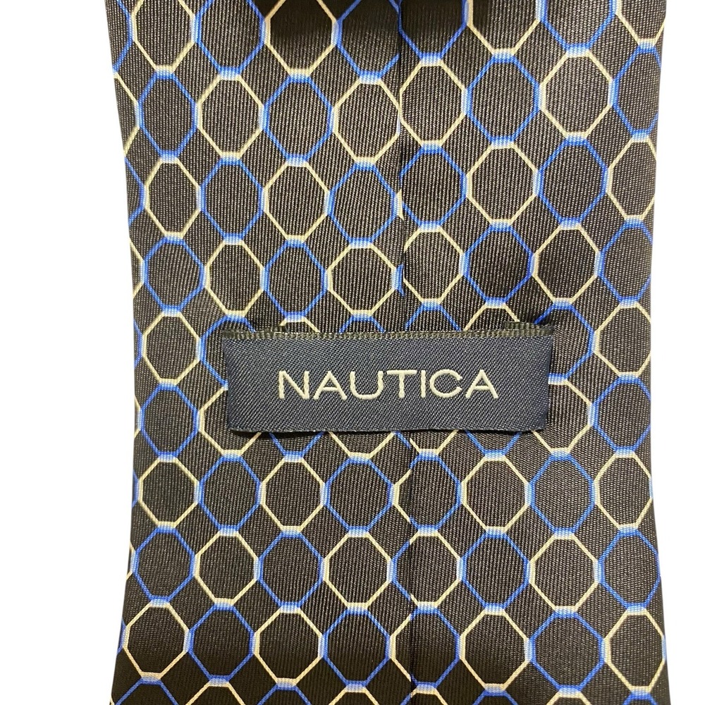 Nautica Silk Tie Men Navy Geometrical Classic Business NEW - Picture 8 of 11